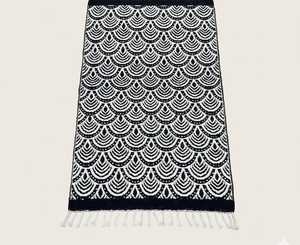 Handwoven <b>Black</b> & White Scallop <b>Rug</b> Modern Art Deco Geometric Fan Pattern Area Carpet - Product Image 4