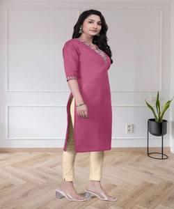 Elegante Traje Salwar de 3 Piezas con Bordado de Algodón Tesla, Disponible en Stock, para Mujer, Ropa Festiva, Precio al por Mayor, Prenda Étnica, Color Rosa - Product Image 3