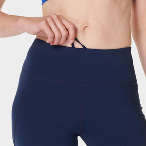 Pantalones cortos de gimnasio azul marino sin costuras genuinos para mujer, diseño de cintura alta, bolsillo de entrenamiento, ajuste cómodo, ropa deportiva elástica - Product Image 2