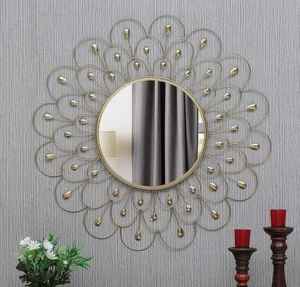 Espejo de Pared Dorado Vintage Moderno, Marco de Hierro Metálico de Lujo, Vidrio Art Deco Hecho a Mano, Color Personalizable, para Hotel, Hogar, Sala de Estar - Product Image 6