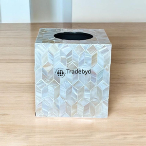 Caja de pañuelos de lujo con incrustaciones de madera, soporte de pañuelos de diseño para el hogar, hoteles y regalos Tradebyd - Product Image 4