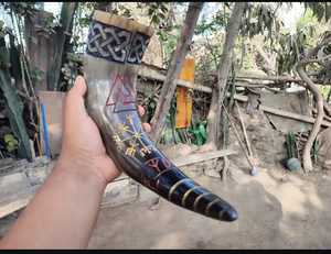 ที่ตั้งเหล็กฮอร์นวัวธรรมชาติสไตล์ยอดนิยมเป็นมิตรกับสิ่งแวดล้อมของตกแต่งบ้านสำหรับเบียร์ไวน์ยุคกลางทุ่งหญ้าและเบียร์ดื่มด้วยมืองานฝีมือ - Product Image 4