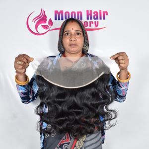 Cheveux indiens naturels Moon Hair Frontal, prix de gros d'usine, extensions de cheveux humains 100% authentiques, naturelles, Bodywave, non traitées, fournisseur - Product Image 2
