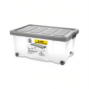 Tontarelli 43Lt Container with Wheels PUZZLE BOX Graphite 8035636AK5 <b>Plastic</b> <b>Storage</b> Drawers & Carts - Product Image 2