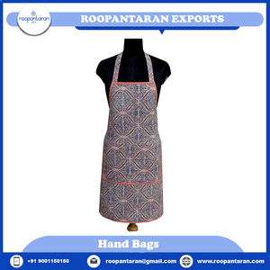 Indian Block-Printed Reusable 100% Cotton Bib Sleeveless <b>Kitchen</b> <b>Apron</b> Eco-friendly & Durable 83 Cms - Product Image 4