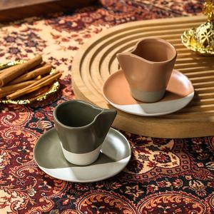 Juego de Tazas y Platos de Cerámica Artesanal Estilo Rústico Árabe, Colección de Cerámica Rústica - Product Image 4
