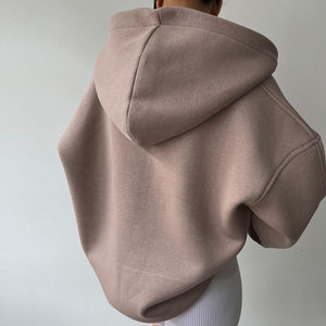 Sweat à capuche pour femme, pull streetwear court tendance avec polaire en coton doux et confortable pour toutes les tenues décontractées de la saison - Product Image 4