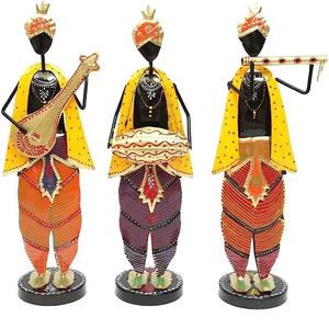 Juego de 3 Figuras Decorativas de Metal de Krishna, Músico, para Decoración de Interiores, Oficina, Estudio o Estante - Product Image 1