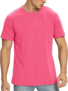 เสื้อยืดแขนยาวผ้าฝ้ายระบายอากาศได้ดีสำหรับผู้ชายผ้าฝ้าย100% สีชมพูพิมพ์ลายออกแบบได้ตามต้องการเสื้อยืดสไตล์สปอร์ตลำลองระบายเหงื่อจากปากีสถาน - Product Image 2