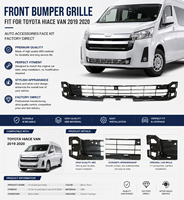 Pare-chocs avant neuf de marque automobile, couleur noir argenté, compatible avec Toyota Hiace Van 2019 2020, accessoires automobiles, kit de carrosserie, directement de l'usine