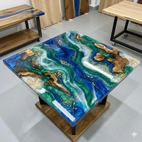 Table basse de luxe en résine époxy et bois naturel, design bord brut fait main, pour la maison, l'hôtel, les mariages et les cadeaux