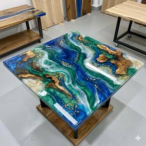 Mesa de Centro de Resina Epoxi con Diseño de Río – Centro de Mesa de Madera Natural para Sofá – Tablero Artesanal con Borde Natural – Tablero Decorativo para el Hogar - Product Image 4