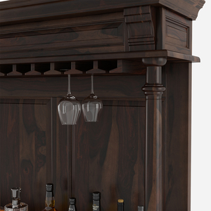 Mueble de Madera de Java, Madera de Teca Maciza, Mueble Bar Antiguo para Vinos, Estante de Hierro y Vidrio, Mini Nevera, Almacenamiento de Licores para el Hogar, Exhibición - Product Image 6