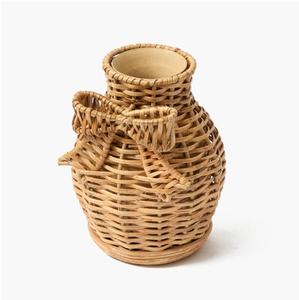 Juego de 3 Jarrones de Ratán Tejidos a Mano, Porta Flores Decorativo de Mimbre Natural con Diseño de Lazo para Decoración del Hogar y Regalos, de Vietnam - Product Image 4