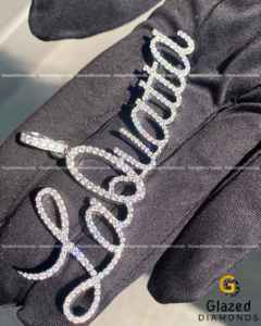 Envoûtant Personnalisé Lettre Hip Hop Glacé Bling Pendentif Rond Brillant Moissanite Diamants 10K Or Blanc Pour Hommes D Incolore - Product Image 3