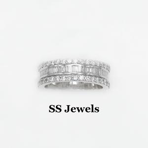 VVS Baguette Moissanite Bague en diamant 925 Argent Canal Réglage Alternant Bande Unisexe Hip Hop Bijoux de mode Look glacé - Product Image 2