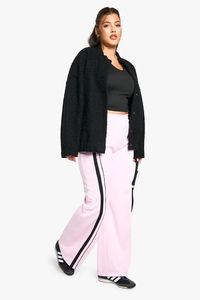 Best Selling Pink Women's Plus Tricot Side Stripe Joggers Terry <b>Fleece</b> Soft Touch Women's Sweatpants Women's Pants And <b>Trouser</b> - Product Image 4