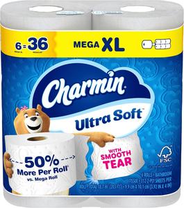 Papier toilette Charmin Ultra Soft, 6 rouleaux Mega XL = 36 rouleaux standard - Product Image 2