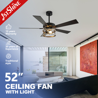 Ventilateur de plafond 1stshine 52 pouces avec télécommande, OEM/ODM, économe en énergie, innovant, durable, résistant à la rouille, avec éclairage LED pour la décoration intérieure