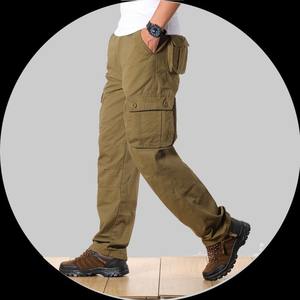 Pantalon Cargo sur mesure pour hommes en pur coton Pantalon Cargo droit ample et décontracté pour hommes - Product Image 4