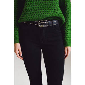 Jeans Negros de Cintura Alta con Corte Acampanado, Mezclilla Transpirable con Estilo Simple, Talla XL, Holgados, Estampado Sexy - Product Image 6