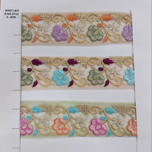 ผ้าลูกไม้ปักลายดอกไม้หลากสีลวดลายซับซ้อนสไตล์ธุรกิจระดับไฮเอนด์สำหรับรองเท้าและกระเป๋า - Product Image 1