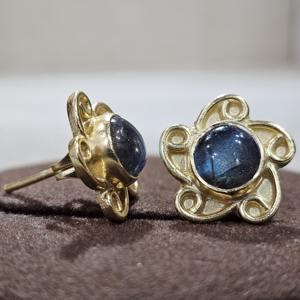 ต่างหูเงินสเตอร์ลิง925แบบคลาสสิกประดับเพชรอัญมณีลาบราดอไรต์ชุบทองแฮนด์เมดของขวัญคุณภาพดีเยี่ยม - Product Image 2