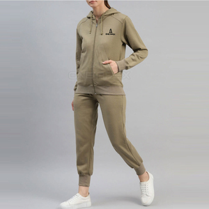 Otoño Invierno 2025, ropa de mujer, chándal, conjunto de chándal, logotipo personalizado, 2 piezas, Sudadera con cremallera y pantalones de chándal de pierna ancha, conjunto - Product Image 1