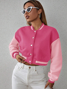 Chaqueta de mujer hecha a medida de alta calidad cuero transpirable/algodón Letterman/estilo universitario impermeable acabado ecológico - Product Image 5