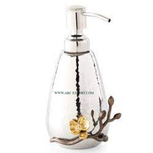 Distributeur de savon de luxe en bois et en métal de forme ronde pour le lavage des mains - Product Image 4