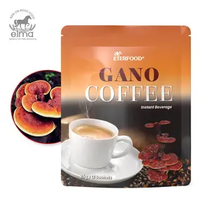 Ganoderma Cafe Coffee Reishi Mushroom Instant Coffee Coffee 4 in 1 Max Bag OEM Pouch Packaging Food GMP HACCP HALAL: