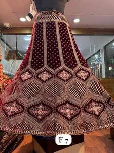 Nupcial Verano Terciopelo Lehenga Set Pesado Jarakn Bordado Doble Lata 2,5 m Flair Soft Net Dupatta para Fiestas-Venta al por mayor Global - Product Image 4