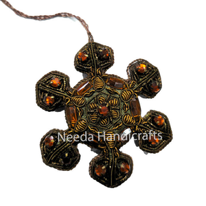 Haute qualité boule de noël et ornements d'arbre Style festif perlé brodé ambre pendentif complexe Vintage détaillant à la main - Product Image 2