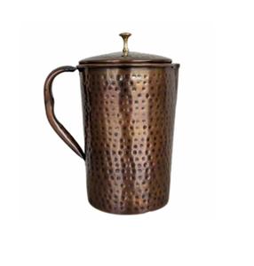 Hot Selling Antiqued Copper Jug Handmade Metal Pitcher with Hammered Design Direct Manufacturer with Lid Accessory - Product Image 1
