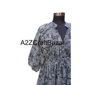 Robe mi-longue florale vintage coréenne Himanshi, coton écologique respirant, coupe confortable, facile à assortir, à porter au quotidien, différentes tailles - Product Image 4