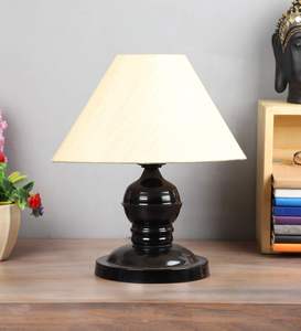Metal <b>Base</b> <b>Table</b> <b>Lamp</b> with Cotton Shade for Home Decor Bedroom Living Room - Product Image 5