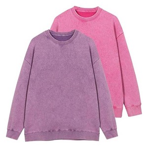 Acid Wash Hombres Sudadera Personalizado Peso pesado Cuello redondo 100% Algodón Logotipo personalizado Sudadera - Product Image 5