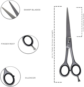 Ciseaux de barbier en acier inoxydable de 6,0 pouces, ciseaux à effiler les cheveux, ciseaux de coupe de cheveux, dents CNC, beauté professionnelle, super coupe, plastique, tranchant - Product Image 2