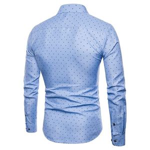 Camisa de manga larga para hombre sólida a la moda, camisa de vestir de algodón de alta calidad con botón perforado, camisas de vestir formales de boda de negocios para hombre - Product Image 6