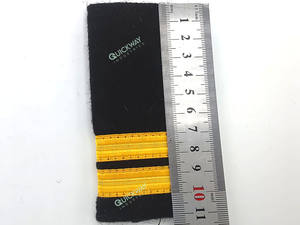 Epaulettes Gaya <span class=keywords><strong>Pilot</strong></span> Kustom Dua Garis Emas Papan Bahu Hitam Aksesori Seragam Aviator Model Slip On - Product Image 6