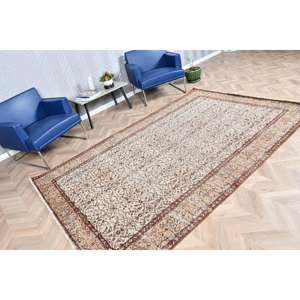 Tapis turc 5,7 x 8,9 pieds, grand tapis vintage, tapis en laine à bordures brunes - Product Image 2