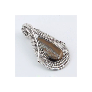 Pendentif fait main en argent sterling 925 avec œil de tigre en fil métallique, le plus tendance de 2026, pour fournisseur en gros, vente en gros, ODM, OEM, bijoux - Product Image 2