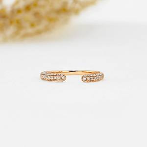 แหวนเพชรธรรมชาติ14K 18K แหวนเพชรแบบเปิดโล่งวงแหวนแต่งงานที่ละเอียดอ่อน - Product Image 6