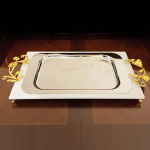 ถาดเสิร์ฟบนโต๊ะ ดีไซน์ใหม่ทันสมัย ทำมือ งานสร้างสรรค์ ขายส่ง ราคาถูก ขายดี ถาดโลหะมีหูจับ ดีไซน์คลาสสิก - Product Image 1