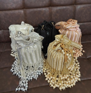 Atractivo pesado borla Jhoomer Potli alta calidad Allover bordado trabajo noche bolsa fiesta uso regalo bolsas para mujeres - Product Image 2