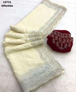 Exclusivo y Elegante Sari de Chifón Jarkhan & Siroski, Nuevo Diseño, Aspecto Exclusivo a Buen Precio - Product Image 4