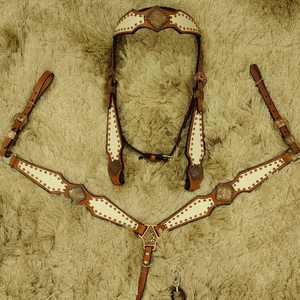 Ensemble de harnachement Western de luxe de qualité supérieure avec logo personnalisé collier de poitrine serre-tête équipement d'équitation en cuir de haute qualité pour cheval de trait complet - Product Image 6