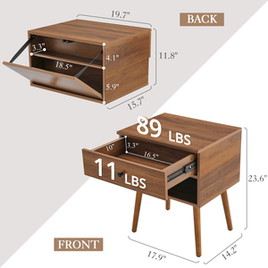 BSCI Factory Direct Hidden Compartment Night Stand Set 2, Mid Century Modern Concealment Furniture Bedside <strong>Table</strong> for Bedroom - Product Image 4