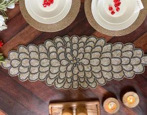 Chemin de table perlé de haute qualité, travail manuel perlé avec motif floral personnalisé, chemins de table à bas prix pour - Product Image 1