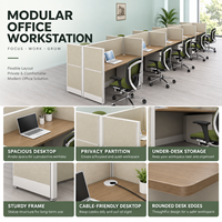 Bureau de travail moderne multi-personnes, table linéaire pour personnel avec cloison d'intimité élevée pour espace de travail ouvert